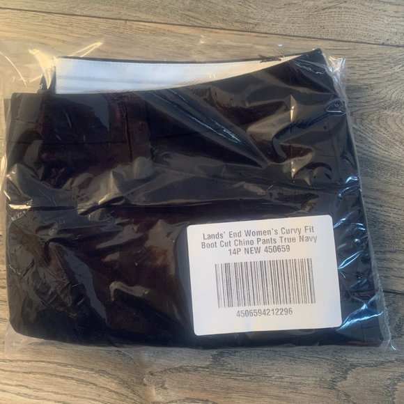 NWT LANDS' END CURVY FIT BOOT CUT CHINO PANTS TRUE NAVY 14P (PETITE) - Picture 13 of 15